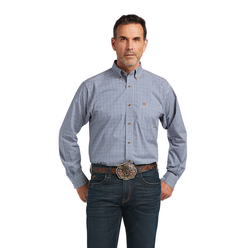 Ariat Hemden Herren - Pro Series Kayson Stretch Classic Fit Blau/Weiß ( JBIXU-6271 )